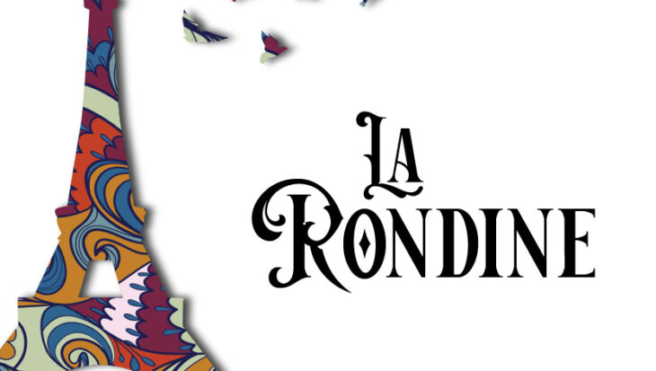 A colorful eiffel tower with the words " la rondine ".