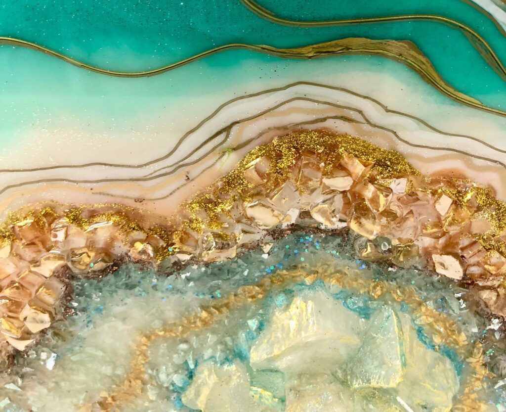 A close up of the surface of an agate