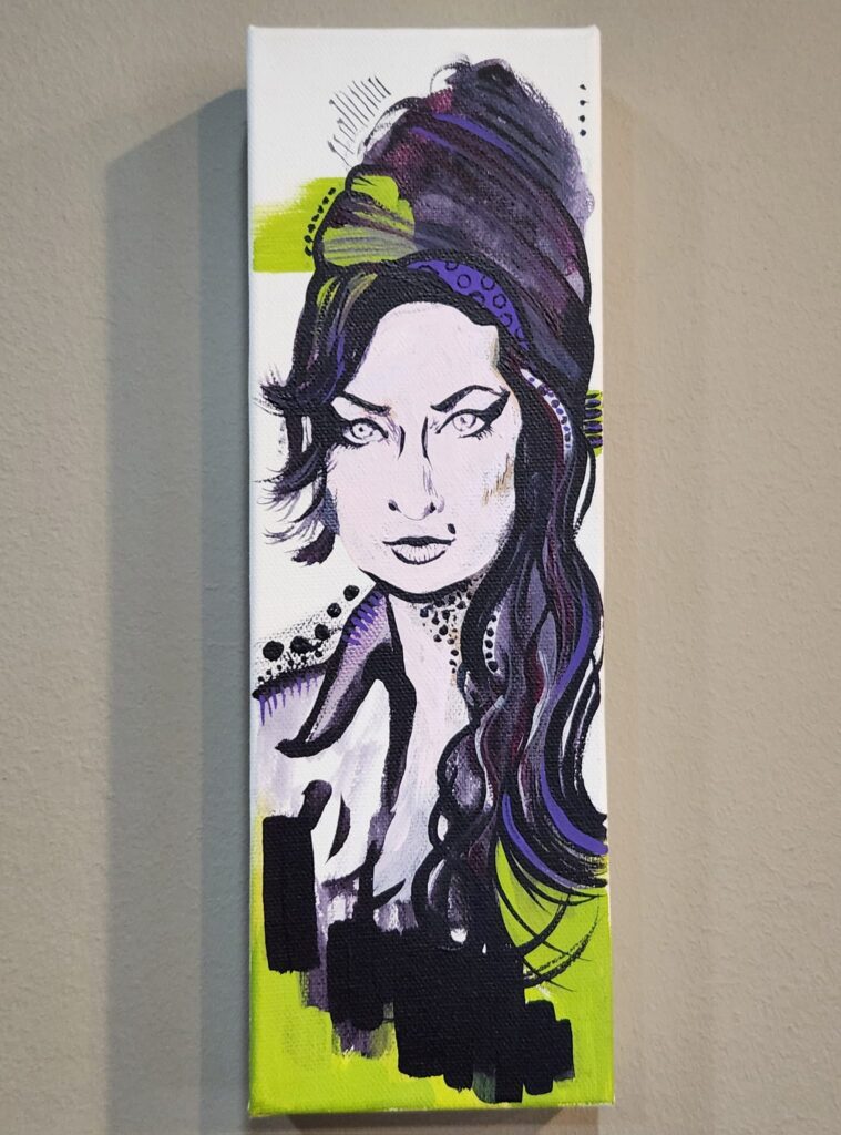 Angry Amy acrylic painting by Jessica Jones of Amy Winehouse